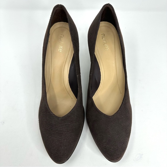 Nurture Paidyn Women’s Brown Leather Textured Heels - Picture 3 of 13
